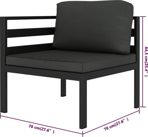 vidaXL vidaXL 7-cz. zestaw mebli ogrodowych, poduszki, aluminium, antracyt