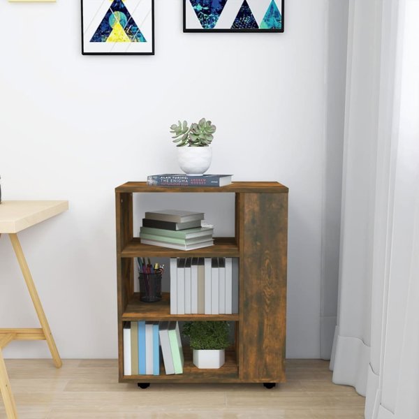 vidaXL Ντουλάπι σε ροδάκια, καπνιστή δρυς, 60x35x75 cm