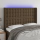 vidaXL Κεφαλάρι κρεβατιού με LED, σκούρο καφέ, 147x16x118/128 cm, ύφασμα
