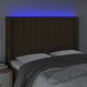 vidaXL Κεφαλάρι κρεβατιού με LED, σκούρο καφέ, 147x16x118/128 cm, ύφασμα