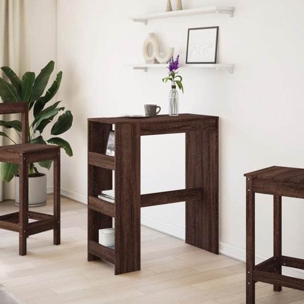 vidaXL Μπαρ τραπέζι με διαχωριστικά, καφέ δρυς, 90x40x103,5 εκ.