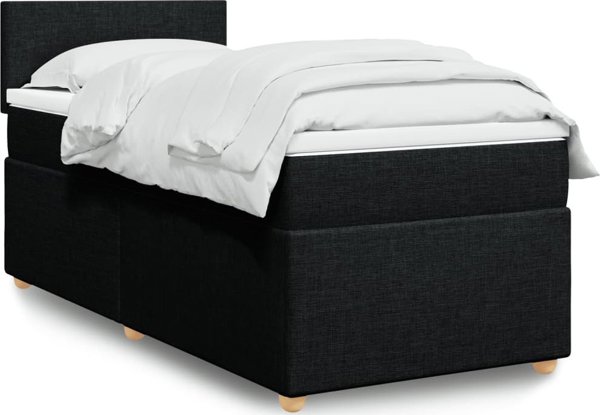 vidaXL Κρεβάτι Continental με στρώμα, μαύρο ύφασμα, 100x200 cm