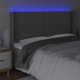 vidaXL Zaglowek do lozka z LED, szary, 203x16x118/128 cm, sztuczna skora