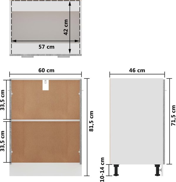 vidaXL Όρθιος ντουλάπι κουζίνας, γκρι Sonoma δρυς, 60 x 46 x 81.5 cm
