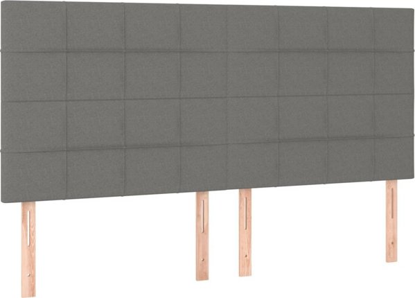 vidaXL κεφαλάρι κρεβατιού με LED, σκούρο γκρι, 180x5x118/128 εκ., ύφασμα