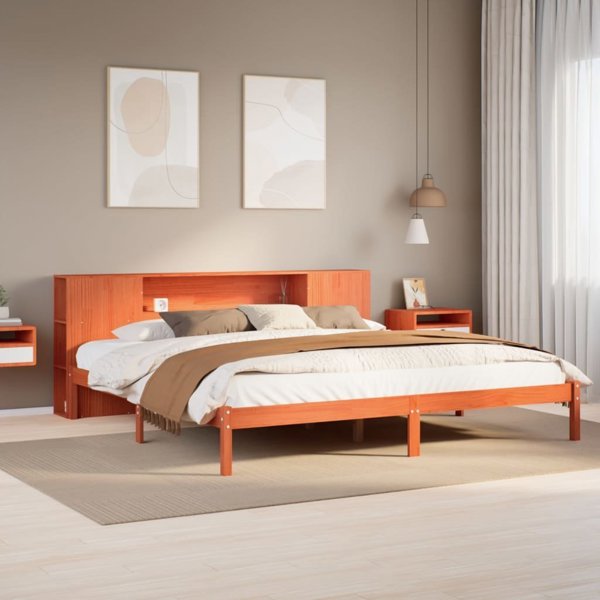 vidaXL Κρεβάτι με βιβλιοθήκη 180x200 cm από μασίφ πεύκο χωρίς στρώμα