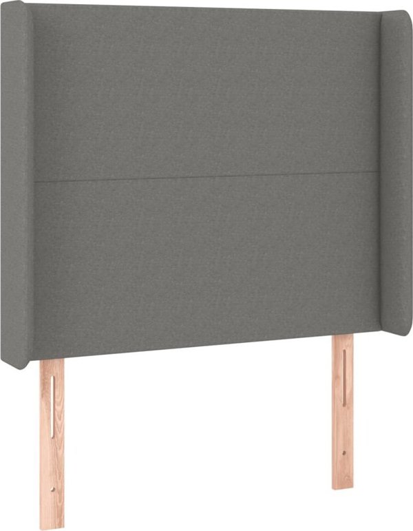 vidaXL Zaglowek do lozka z LED, ciemnoszary, 83x16x118/128 cm, tkanina