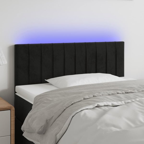 vidaXL Κεφαλάρι κρεβατιού με LED, μαύρο, 80x5x78/88 cm, βελούδο