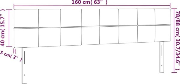 vidaXL Zaglowek do lozkou me LED, taupe, 160x5x78/88 cm, tisxania