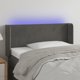vidaXL Κεφαλάρι κρεβατιού με LED σκούρο γκρι, 93x16x78/88 cm, βελούδο