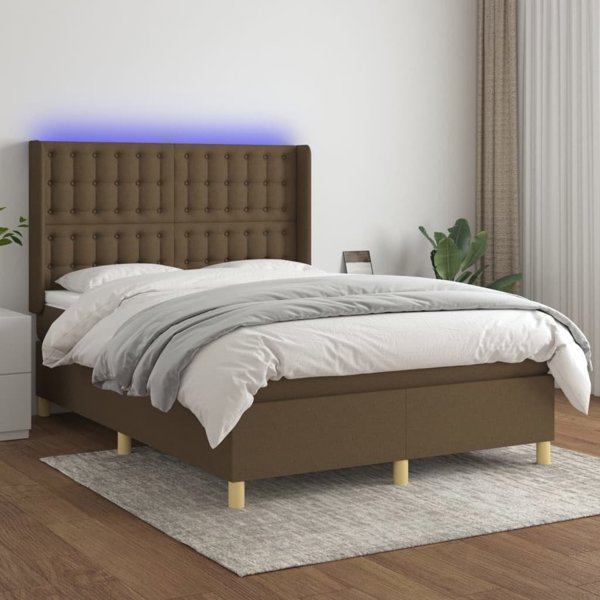 vidaXL Λιτώ 140x190 cm με στρώμα, καφέ ύφασμα
