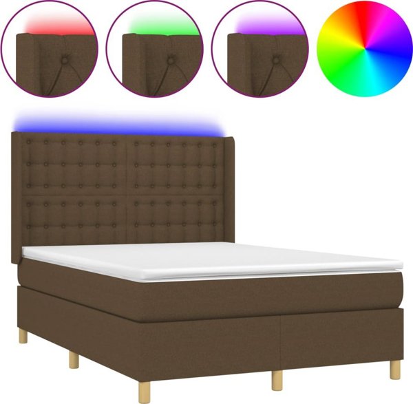 vidaXL Λιτώ 140x190 cm με στρώμα, καφέ ύφασμα