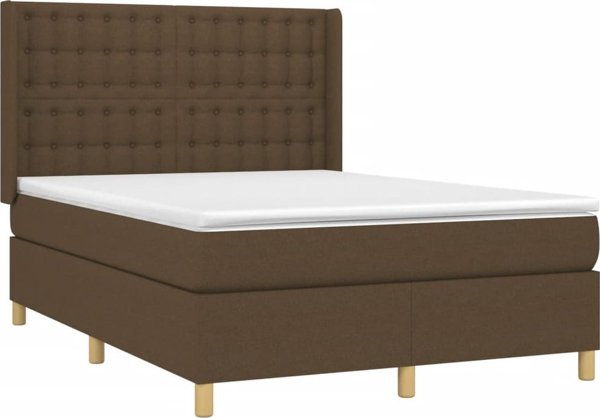 vidaXL Λιτώ 140x190 cm με στρώμα, καφέ ύφασμα