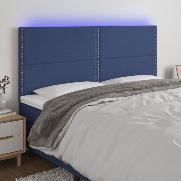 vidaXL Κεφαλάρι Κρεβατιού με LED, Μπλε, 200x5x118/128 cm, Ύφασμα