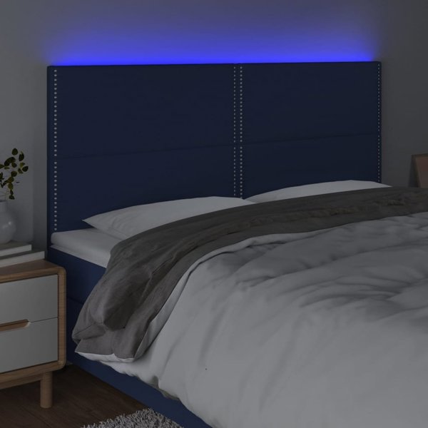 vidaXL Κεφαλάρι Κρεβατιού με LED, Μπλε, 200x5x118/128 cm, Ύφασμα