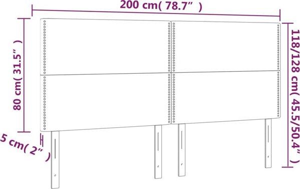 vidaXL Κεφαλάρι Κρεβατιού με LED, Μπλε, 200x5x118/128 cm, Ύφασμα