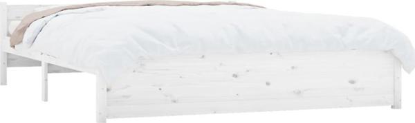 vidaXL Κορνίζα κρεβατιού λευκή από μασίφ ξύλο 150x200 εκ, King Size