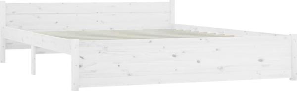 vidaXL Κορνίζα κρεβατιού λευκή από μασίφ ξύλο 150x200 εκ, King Size