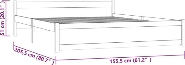 vidaXL Κορνίζα κρεβατιού λευκή από μασίφ ξύλο 150x200 εκ, King Size