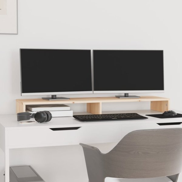 vidaXL Podstawka na monitor, 100x27x10 cm, lite drewno sosnowe
