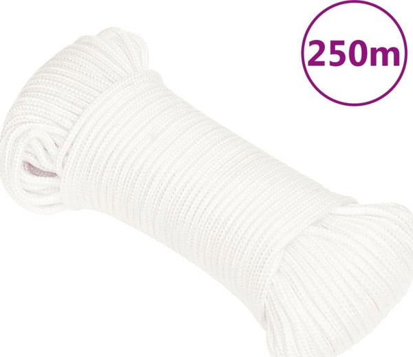 vidaXL Ομοιόμορφο ναυτικό σχοινί, λευκό, 3 mm, 250 m, πολυπροπυλένιο