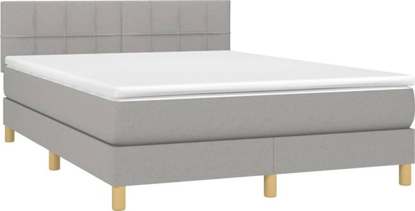 vidaXL Κρεβάτι Continental με στρώμα, ανοιχτό γκρι ύφασμα, 140x190 cm
