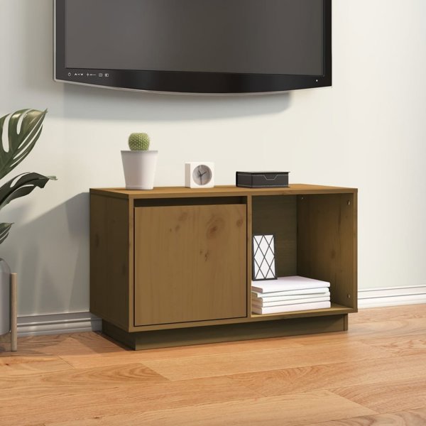 vidaXL Szafka pod TV, miodowy braz, 74x35x44 cm, lite drewno sosnowe