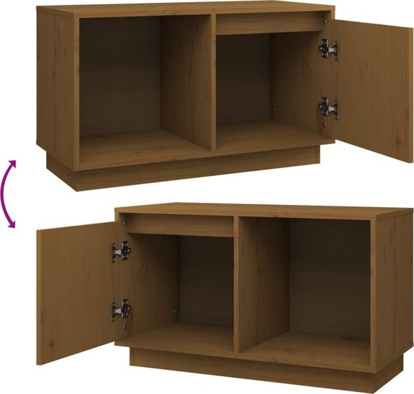 vidaXL Szafka pod TV, miodowy braz, 74x35x44 cm, lite drewno sosnowe