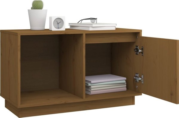 vidaXL Szafka pod TV, miodowy braz, 74x35x44 cm, lite drewno sosnowe