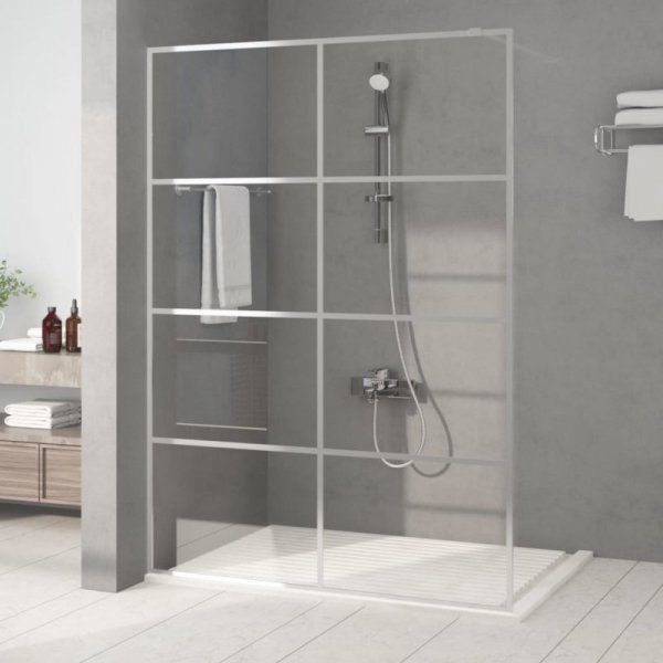 vidaXL Τοίχος ντους ασημένιος, 140x195 εκ., διαφανές γυαλί ESG
