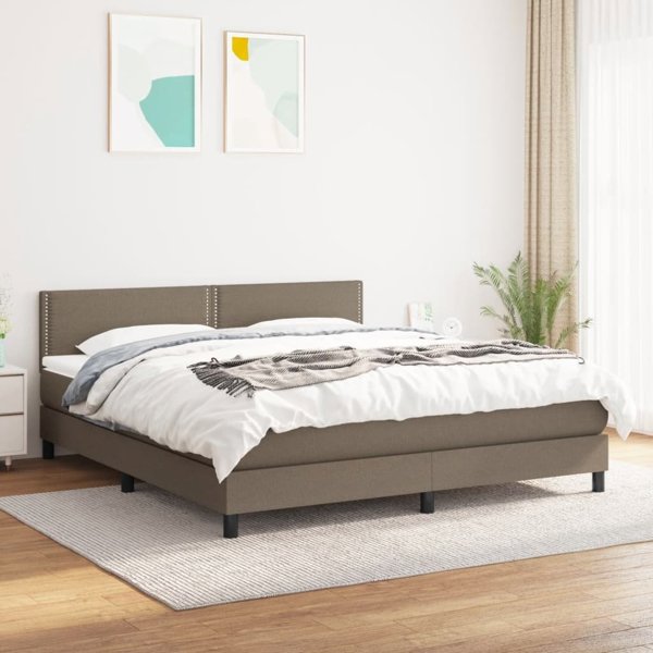 vidaXL Κρεβάτι καπιτονέ με στρώμα, taupe, ύφασμα, 180x200 εκ.