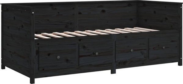 vidaXL Κρεβάτι ημέρας, μαύρο, 75x190 εκ, μασίφ πεύκο