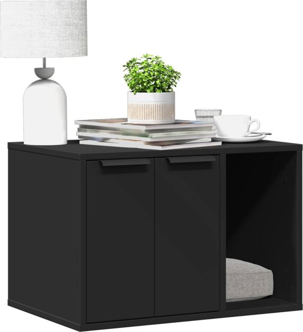 vidaXL Ντουλάπι για γατολούτρο, μαύρο, 60x40x40 εκ, υλικό MDF