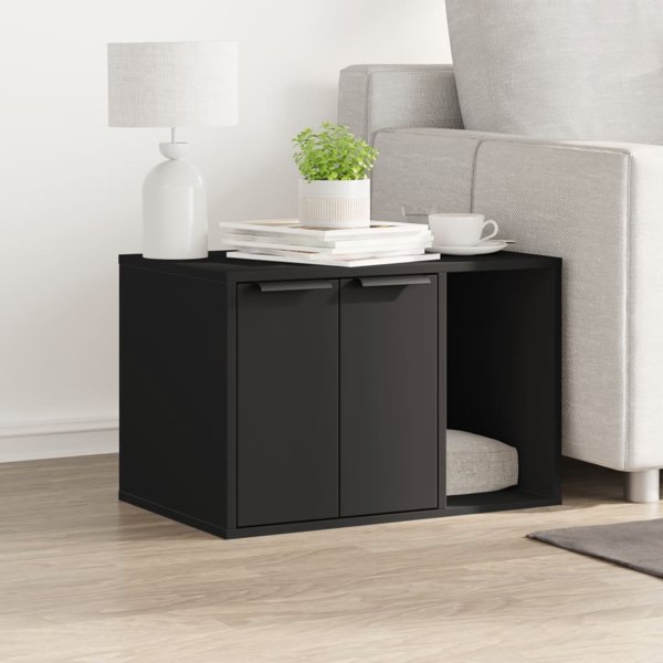 vidaXL Ντουλάπι για γατολούτρο, μαύρο, 60x40x40 εκ, υλικό MDF