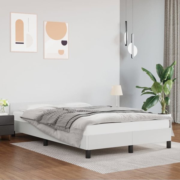 vidaXL Rama κρεβατιού με κεφαλάρι, λευκή, 120x200 cm, συνθετικό δέρμα