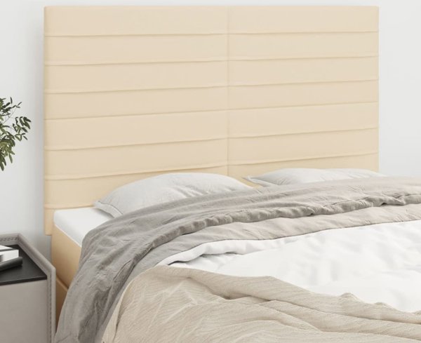 vidaXL Σετ 4 κεφαλάρια κρεβατιού, κρεμ, 72x5x78/88 εκ., ύφασμα