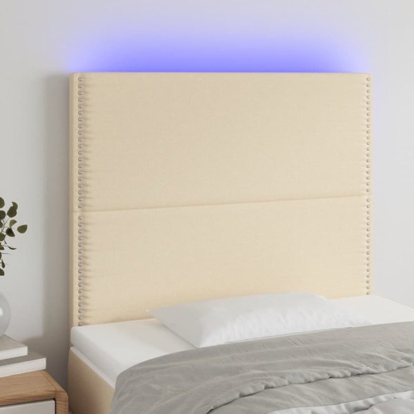 vidaXL Κεφαλάρι για κρεβάτι με LED, εκρού, 90x5x118/128 εκ., ύφασμα