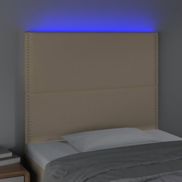 vidaXL Κεφαλάρι για κρεβάτι με LED, εκρού, 90x5x118/128 εκ., ύφασμα