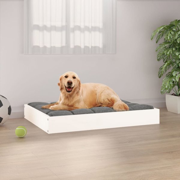 vidaXL Legowisko dla psa, biale, 71.5x54x9 cm, lite drewno sosnowe