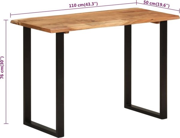 vidaXL Τραπέζι φαγητού, 110x50x76 cm, μασίφ ξύλο ακάνθας