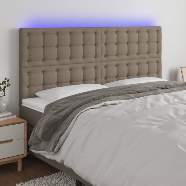 vidaXL Φωτιζόμενη κεφαλαρία κρεβατιού με LED, taupe, 160x5x118/128 cm, ύφασμα