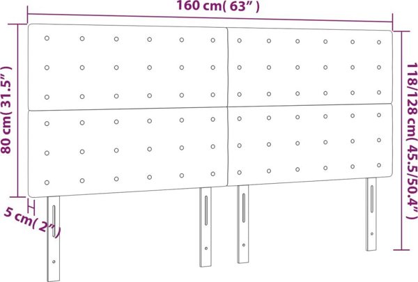 vidaXL Φωτιζόμενη κεφαλαρία κρεβατιού με LED, taupe, 160x5x118/128 cm, ύφασμα