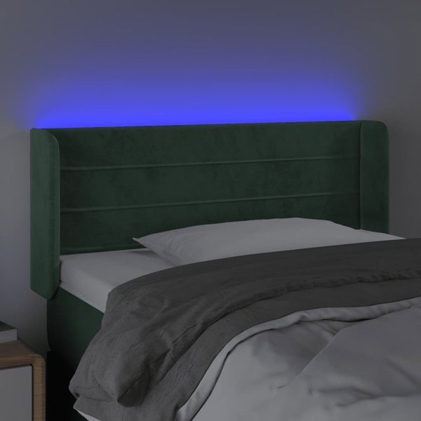 vidaXL Κεφαλάρι για κρεβάτι με LED, σκούρο πράσινο, 83x16x78/88 εκ., βελούδο