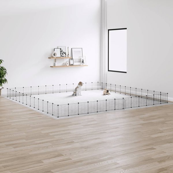 vidaXL Κλουβί για ζώα με πόρτα, 52 πάνελ, μαύρο, 35x35 cm, ατσάλι