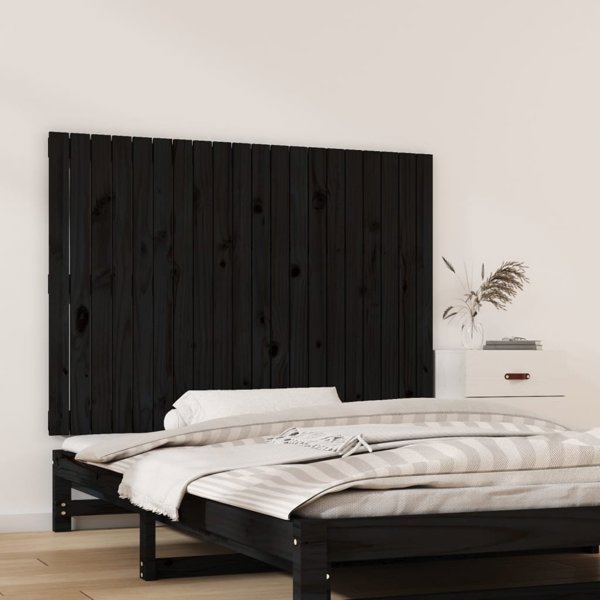 vidaXL Προσκέφαλο κρεβατιού, μαύρο, 127,5x3x90 cm, μασίφ πεύκο