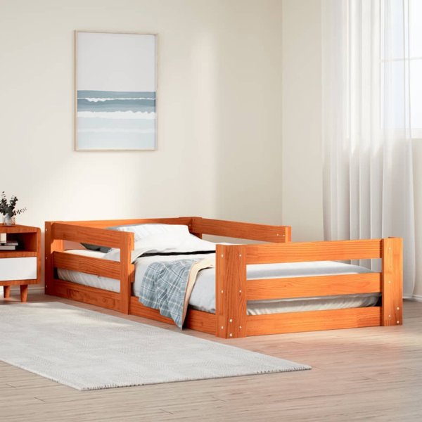 vidaXL Κά FRAME κρεβατιού χωρίς στρώμα, κεχριμπαρί καφέ, 100x200 εκ., μασίφ πεύκο