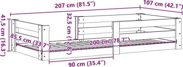 vidaXL Κά FRAME κρεβατιού χωρίς στρώμα, κεχριμπαρί καφέ, 100x200 εκ., μασίφ πεύκο
