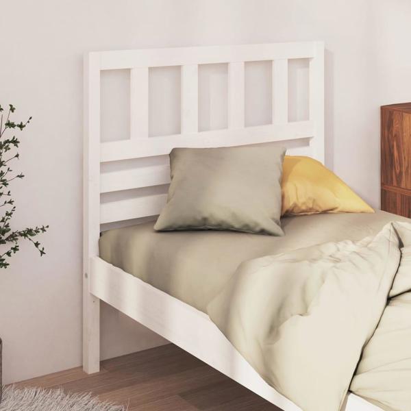 vidaXL Κεφαλάρι κρεβατιού, λευκό, 81x4x100 εκ., μασίφ πεύκο