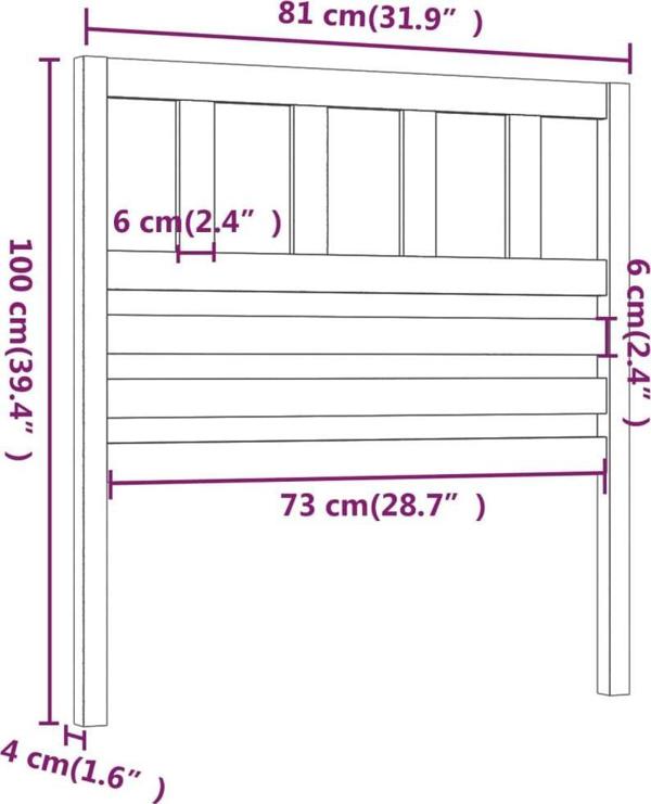 vidaXL Κεφαλάρι κρεβατιού, λευκό, 81x4x100 εκ., μασίφ πεύκο