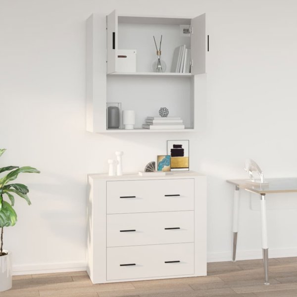 vidaXL Λευκή ντουλάπα τοίχου, 80x33x80 cm, συνθετικό ξύλο